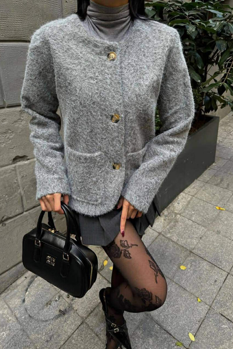ONE COLOR WOOL WOMEN JACKET GREY/GRI - 2