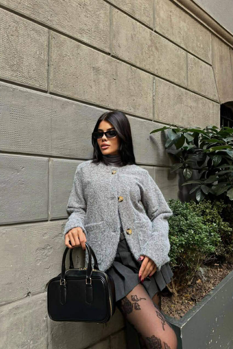 ONE COLOR WOOL WOMEN JACKET GREY/GRI - 3