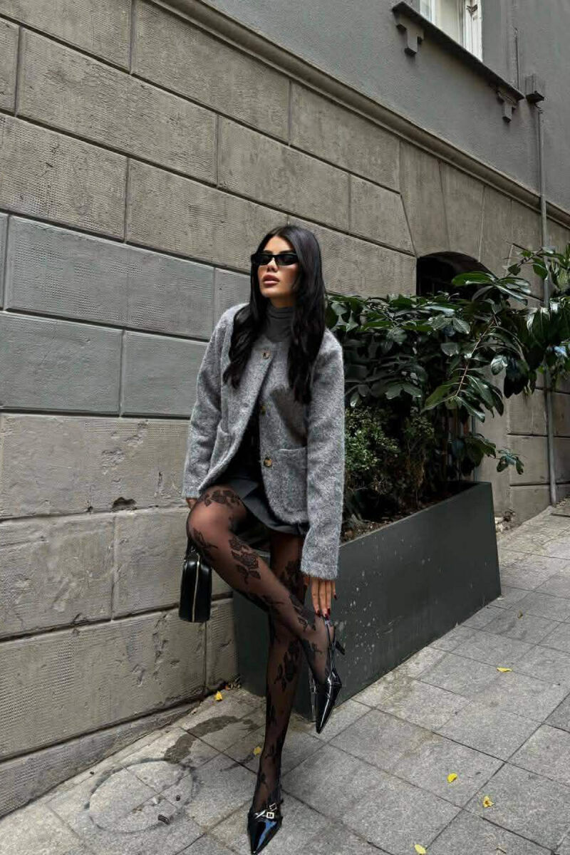 ONE COLOR WOOL WOMEN JACKET GREY/GRI - 4