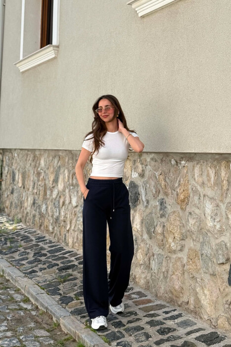 ONE COLOR WRITTINGS WOMAN SWEATPANTS BLUE/BLU - KLAUDIO FASHION