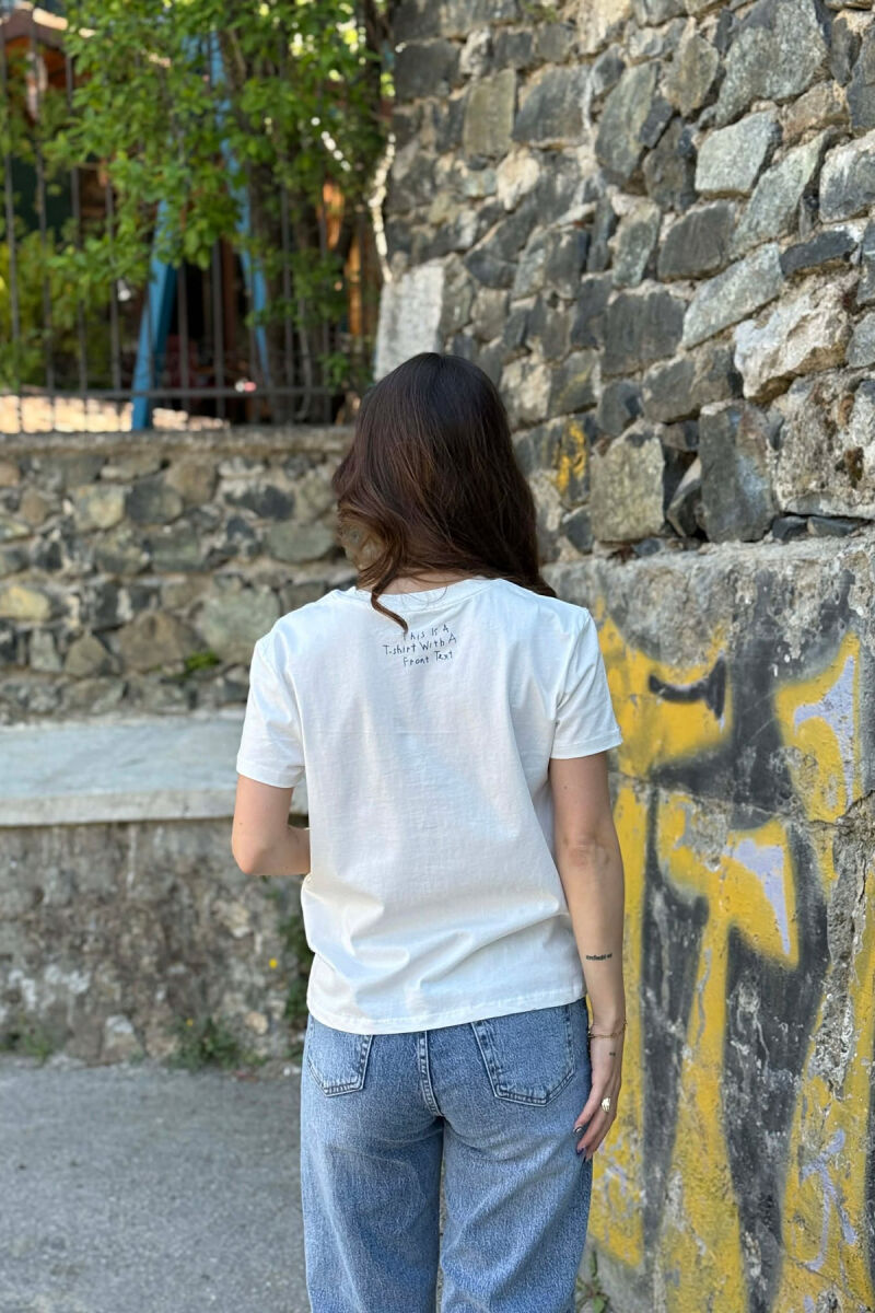 ONE COLOR WRITTINGS WOMAN T-SHIRT WHITE-E BARDHE - 4