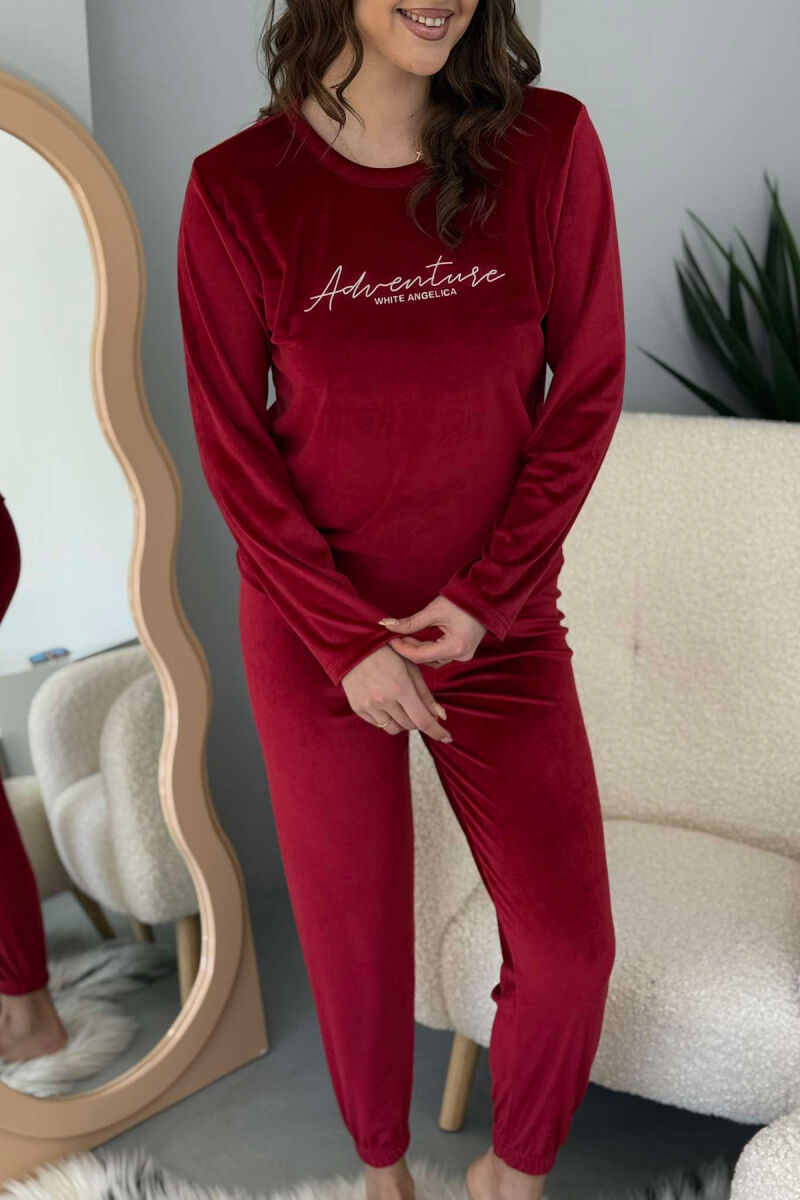 ONE COLOR WRITTINGS WOMEN PYJAMAS BURGUNDY/VISHNJE - 1