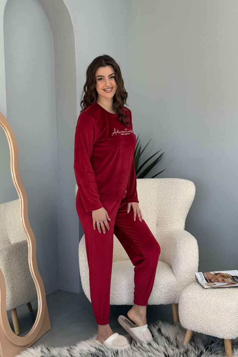 ONE COLOR WRITTINGS WOMEN PYJAMAS BURGUNDY/VISHNJE - 3