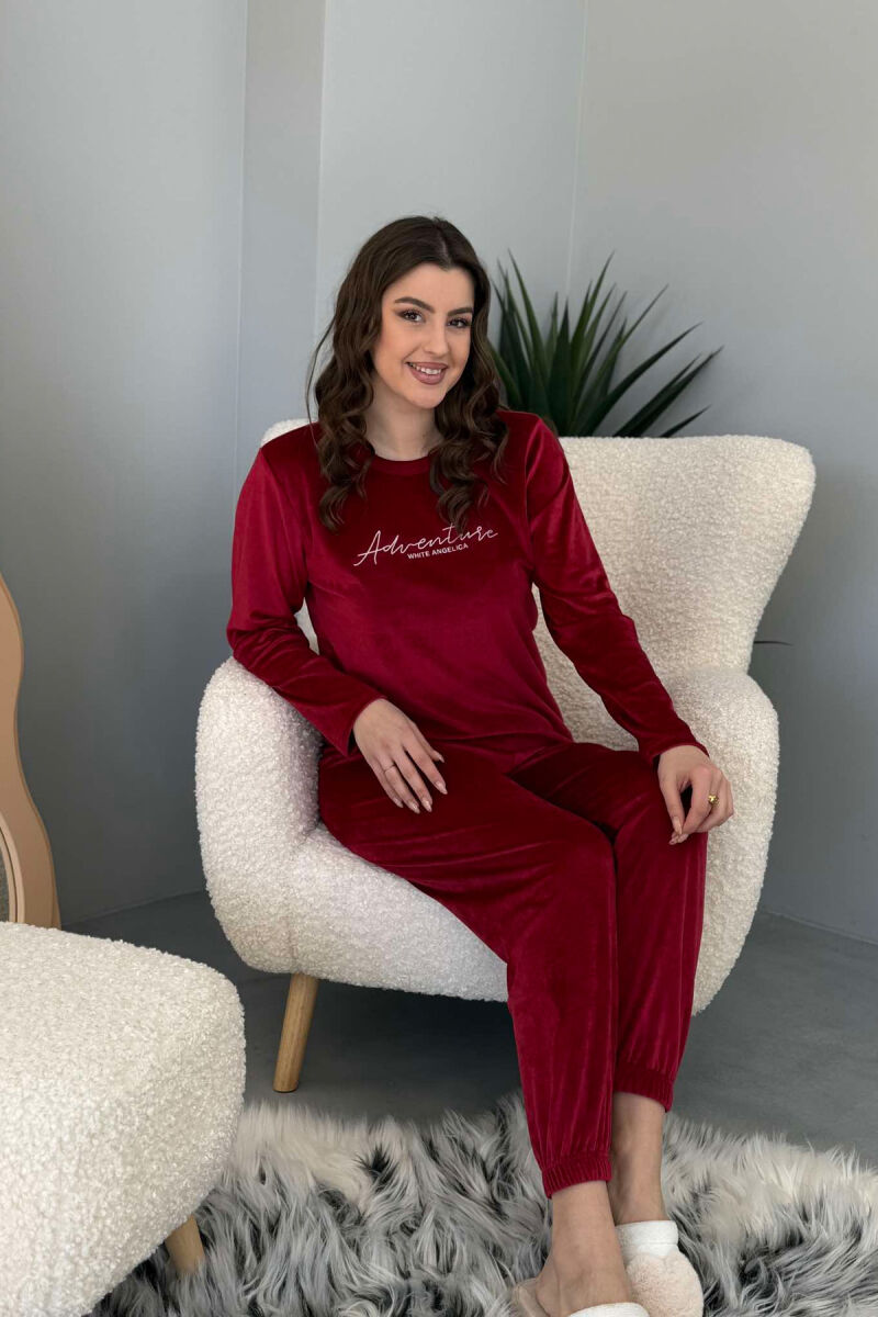 ONE COLOR WRITTINGS WOMEN PYJAMAS BURGUNDY/VISHNJE - 4