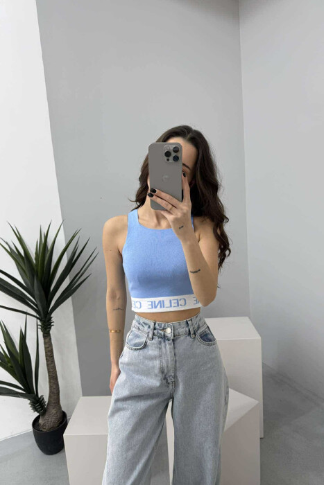 ONE COLOR WRITTINGS WOMEN TANK TOP BABY BLUE/BLU BY 