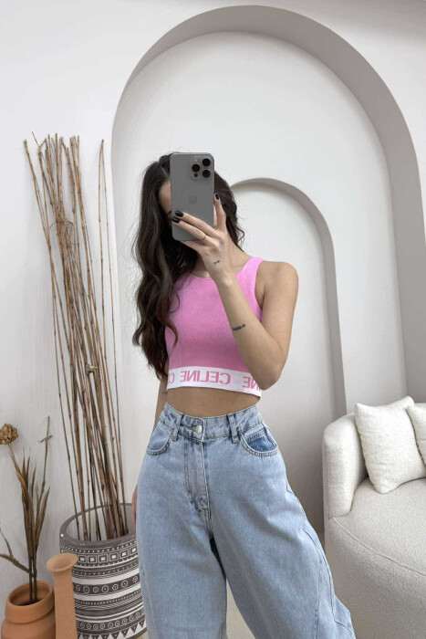 ONE COLOR WRITTINGS WOMEN TANK TOP BABY PINK/ROZB - 7