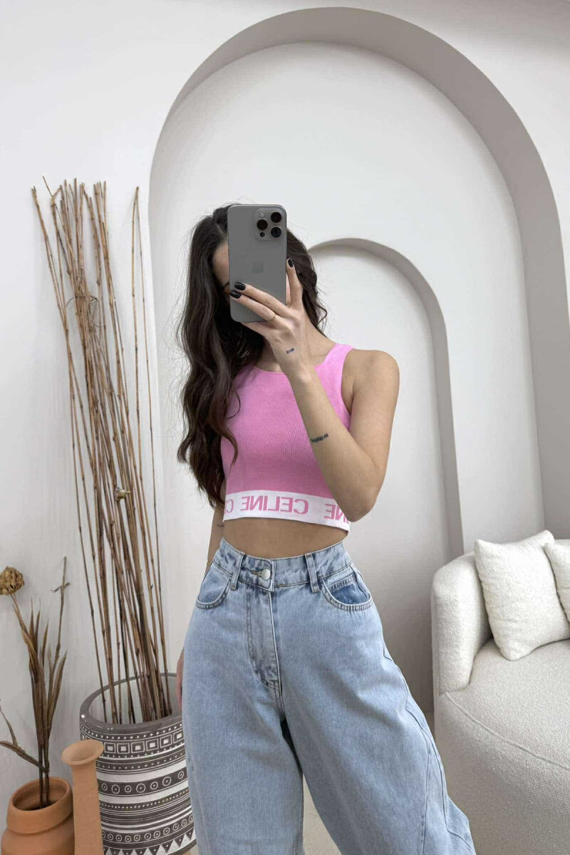 ONE COLOR WRITTINGS WOMEN TANK TOP BABY PINK/ROZB - 7