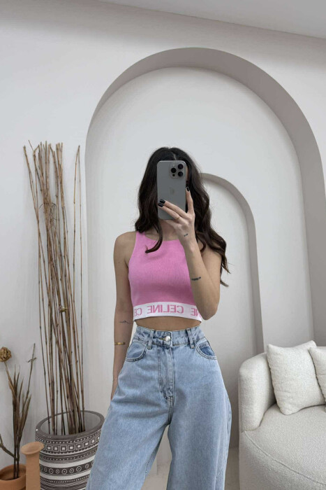 ONE COLOR WRITTINGS WOMEN TANK TOP BABY PINK/ROZB - 2
