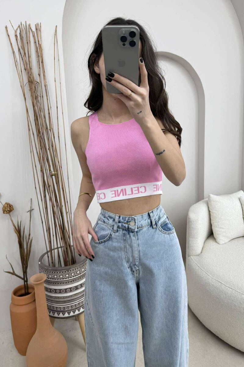 ONE COLOR WRITTINGS WOMEN TANK TOP BABY PINK/ROZB - 4