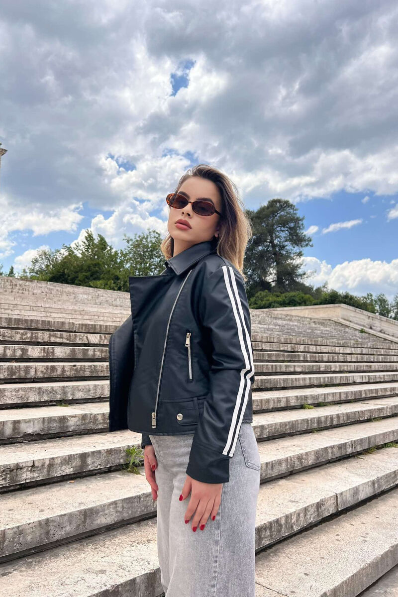 ONE COLOR ZIPPER DETAILS WOMEN JACKET BLACK/ E ZEZE - 3