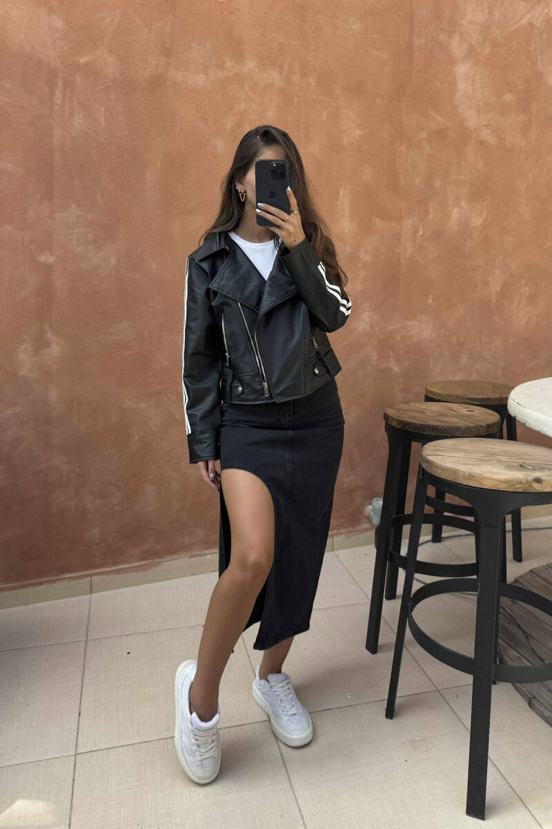 ONE COLOR ZIPPER DETAILS WOMEN JACKET BLACK/ E ZEZE - 1