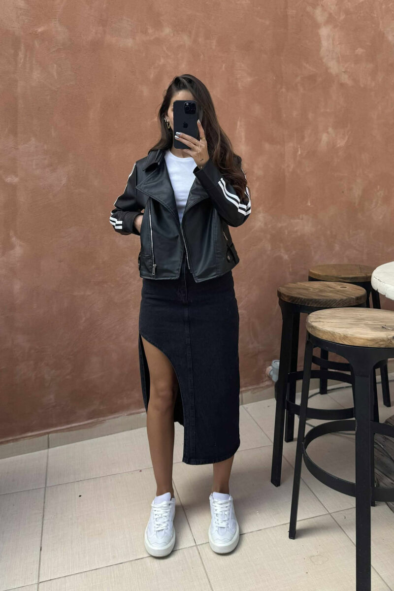 ONE COLOR ZIPPER DETAILS WOMEN JACKET BLACK/ E ZEZE - 2