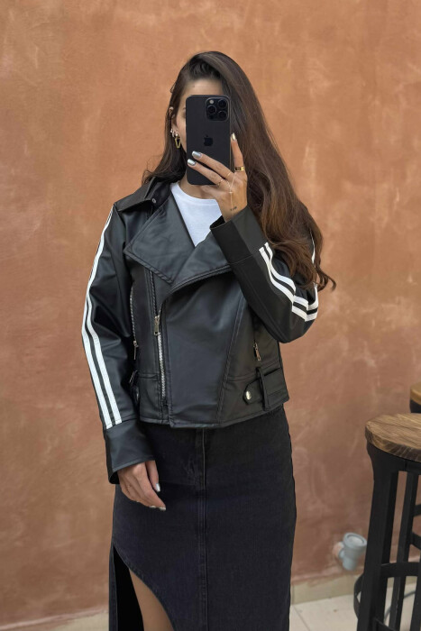 ONE COLOR ZIPPER DETAILS WOMEN JACKET BLACK/ E ZEZE - 6