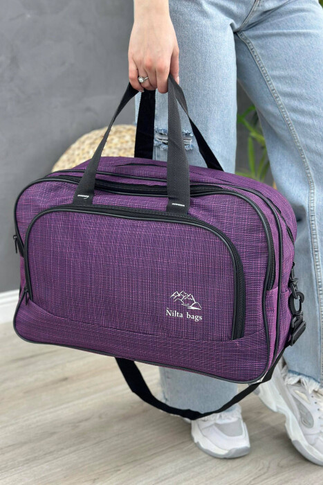 ONE COLOR ZIPPER HANDLE TRAVELING BAG PURPLE/LEJLA 