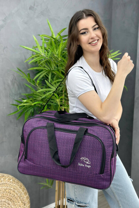 ONE COLOR ZIPPER HANDLE TRAVELING BAG PURPLE/LEJLA - 2