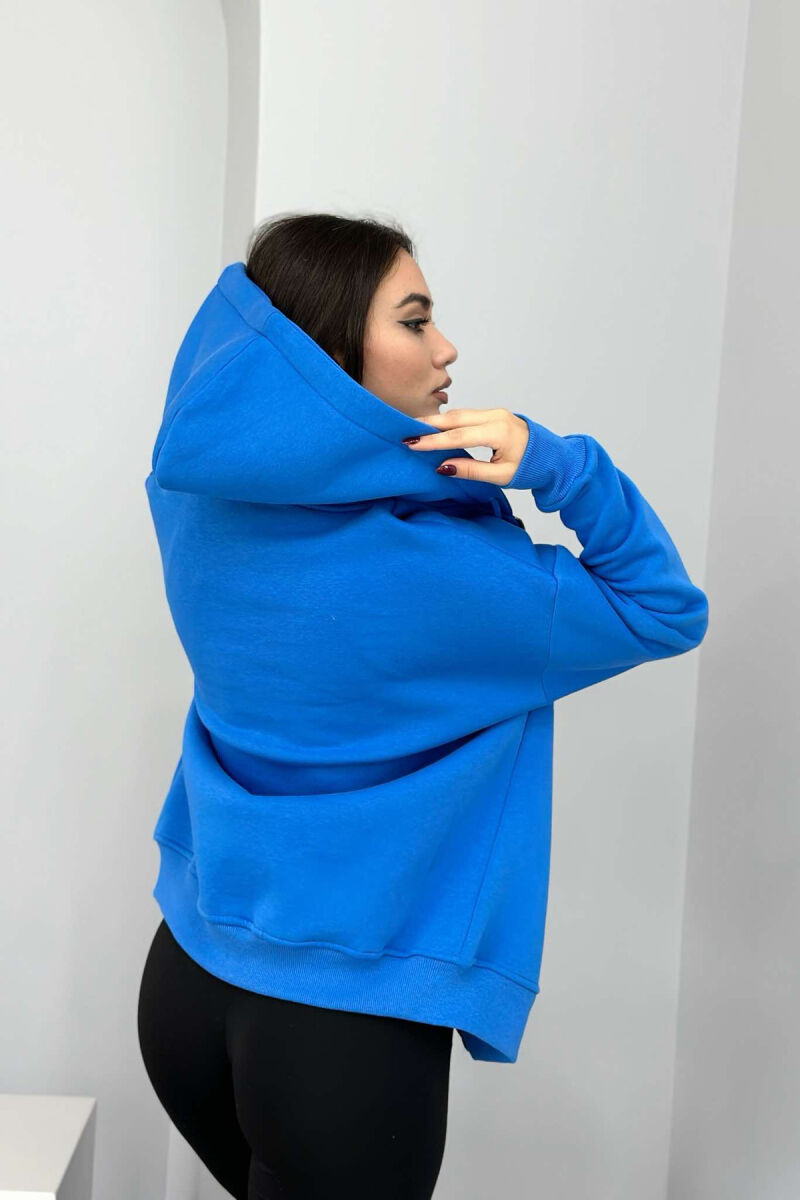 ONE COLOR ZIPPER HOOD WOMEN JACKET BLUE/BLU - 2