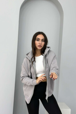 ONE COLOR ZIPPER HOOD WOMEN JACKET GREY/GRI 