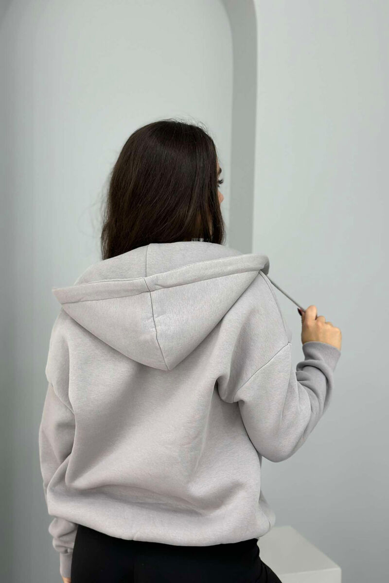 ONE COLOR ZIPPER HOOD WOMEN JACKET GREY/GRI - 4