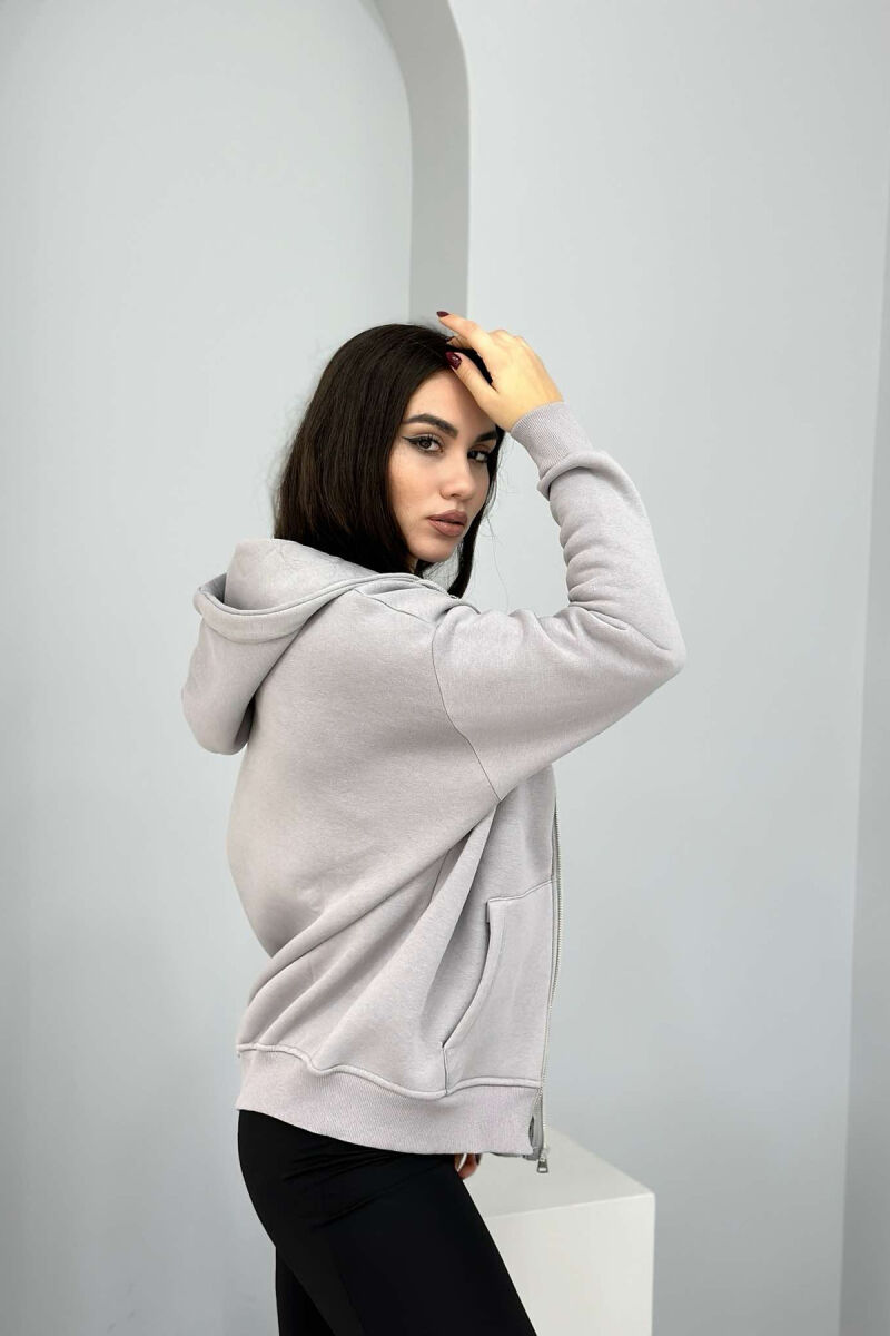 ONE COLOR ZIPPER HOOD WOMEN JACKET GREY/GRI - 5