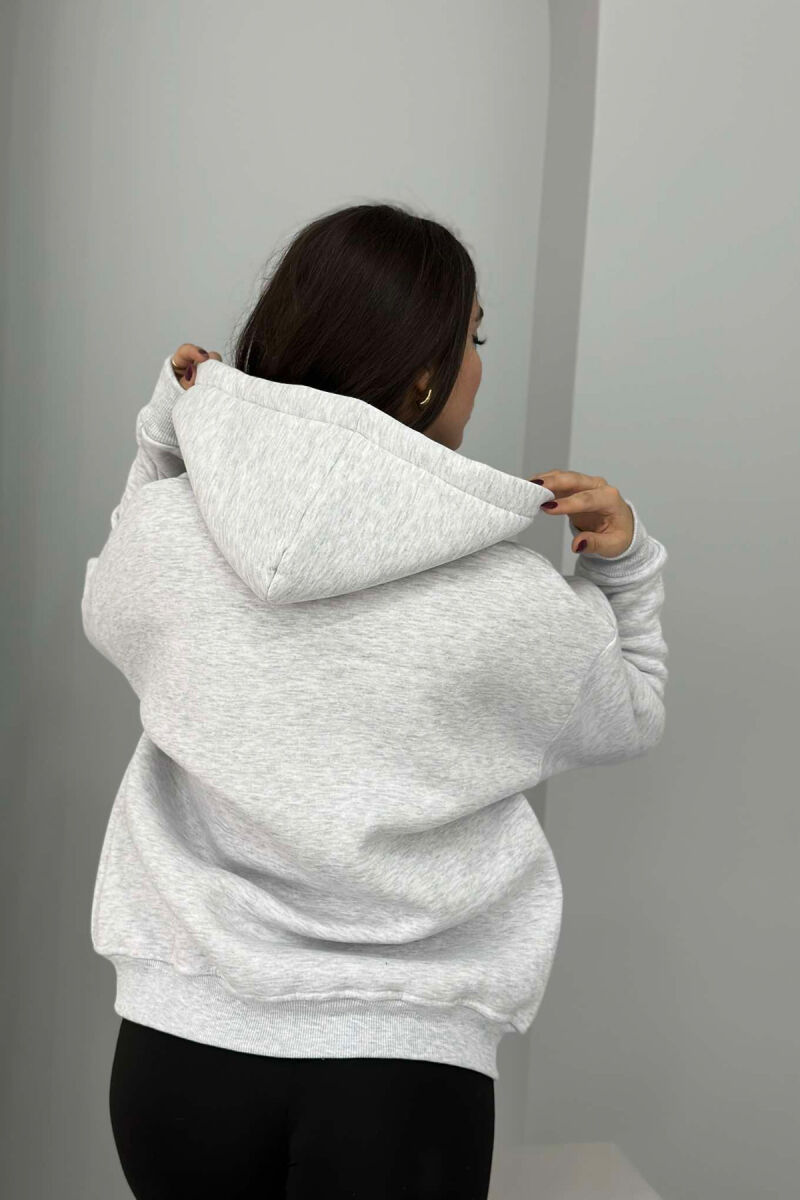 ONE COLOR ZIPPER HOOD WOMEN JACKET LIGHT GREY/GZ - 4