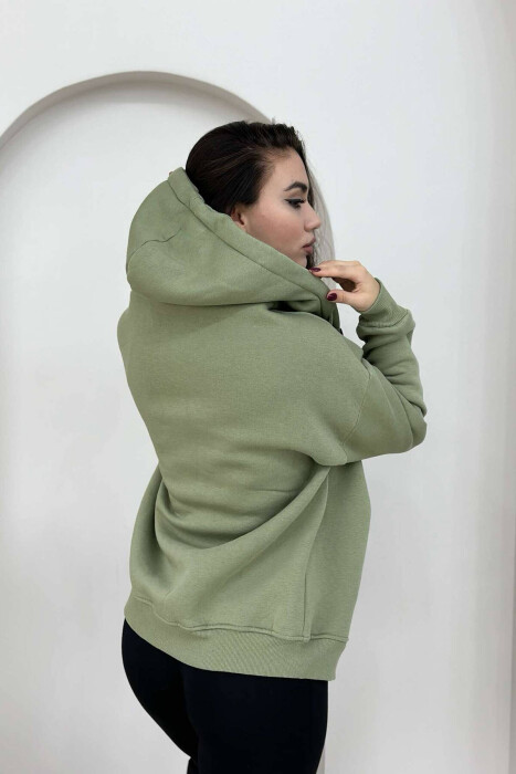 ONE COLOR ZIPPER HOOD WOMEN JACKET OLIVE/ULLI - 3