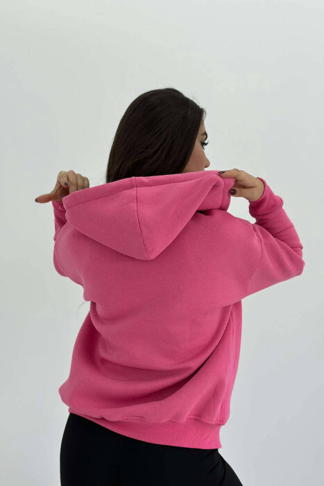 ONE COLOR ZIPPER HOOD WOMEN JACKET PINK/ROZE - 5