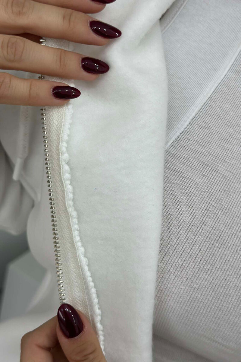 ONE COLOR ZIPPER HOOD WOMEN JACKET WHITE-E BARDHE - 3