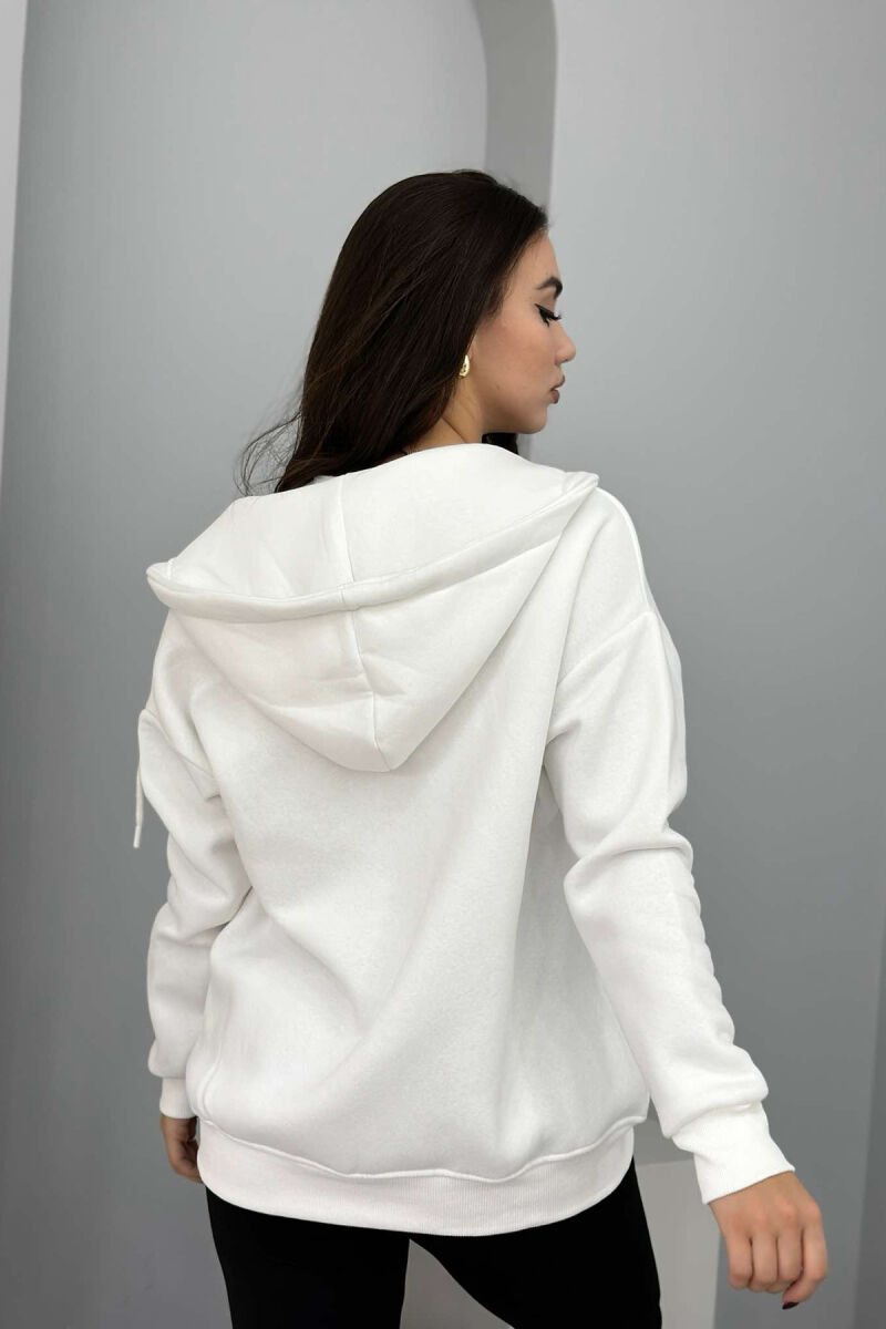 ONE COLOR ZIPPER HOOD WOMEN JACKET WHITE-E BARDHE - 5