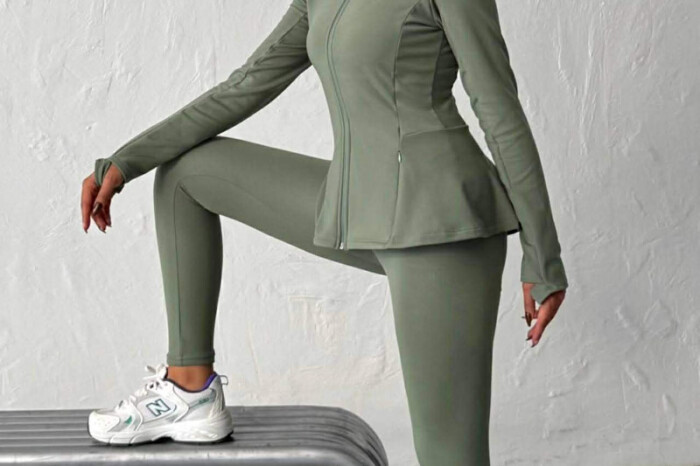 ONE COLOR ZIPPER JACKET + SWEATPANTS WOMAN SET GREEN/JESHILE - 3