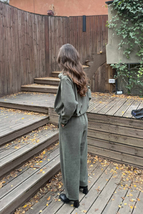 ONE COLOR ZIPPER JACKET+TROUSERS WOMEN SET OLIVE/ULLI - 4