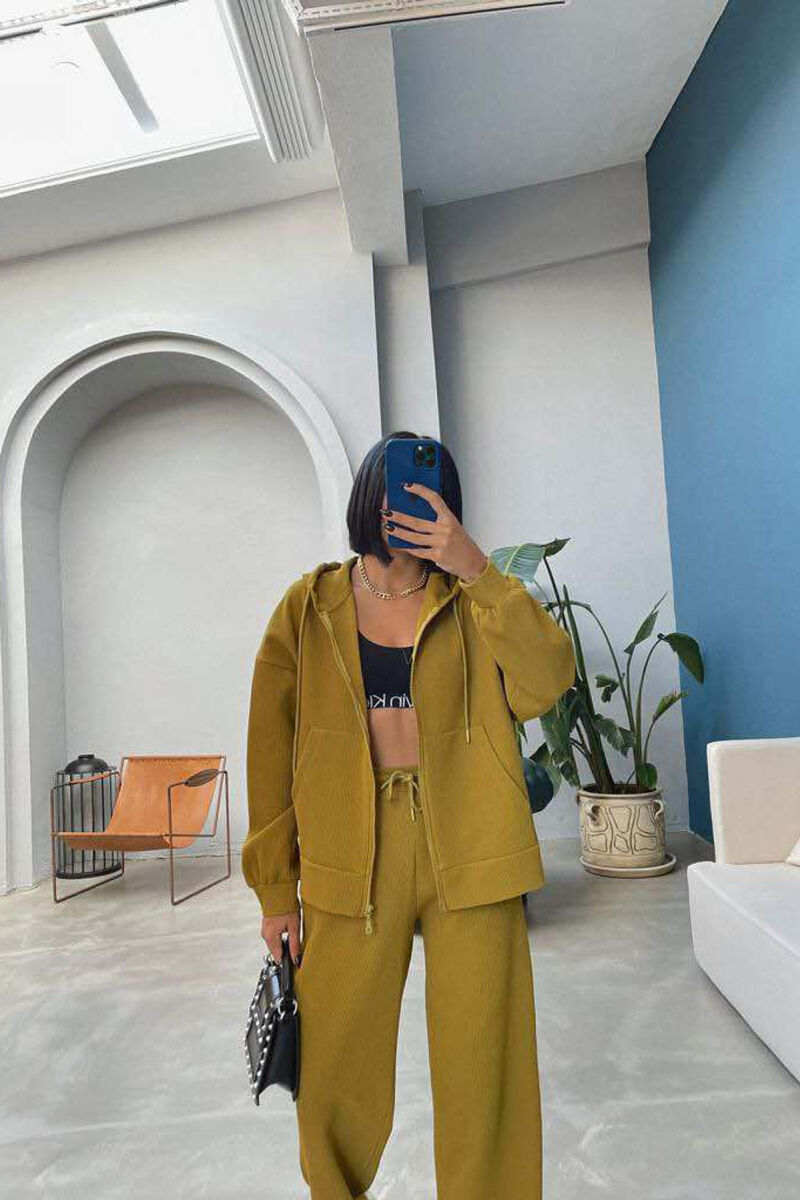 ONE COLOR ZIPPER JACKET+TROUSERS WOMEN SET OLIVE/ULLI - 2