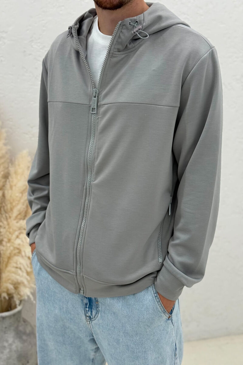 ONE COLOR ZIPPER MEN JACKET GREY/GRI - 4