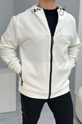 ONE COLOR ZIPPER MEN JACKET WHITE-E BARDHE 