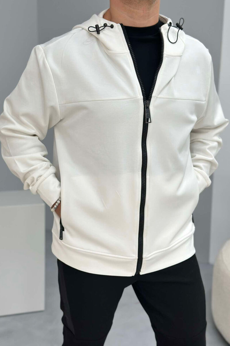 ONE COLOR ZIPPER MEN JACKET WHITE-E BARDHE - 1