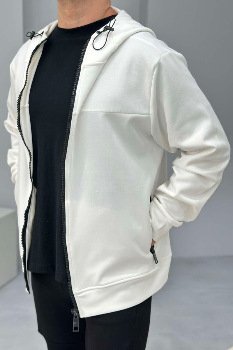 ONE COLOR ZIPPER MEN JACKET WHITE-E BARDHE - 2