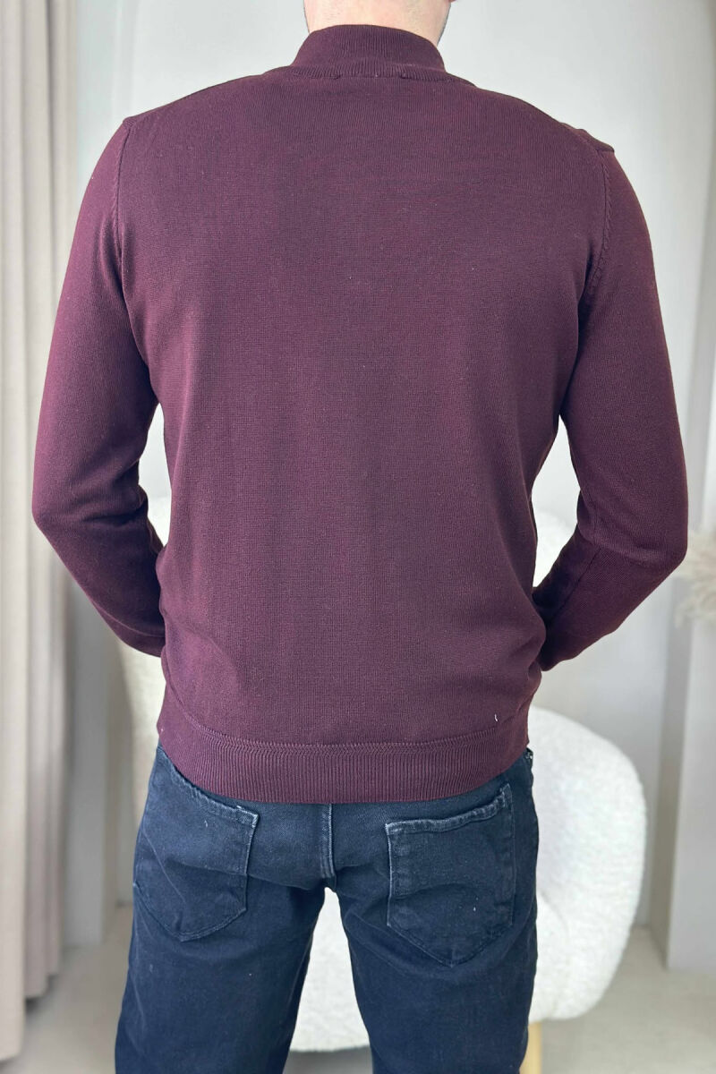 ONE COLOR ZIPPER NECK MEN SWEATER DARK BURGUNDY/VISHNJE E ERRET - 4