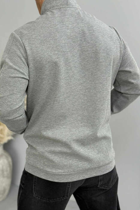 ONE COLOR ZIPPER NECK MEN SWEATSHIRT GREY/GRI - 2