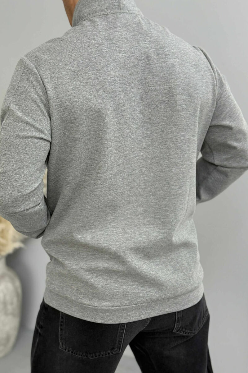 ONE COLOR ZIPPER NECK MEN SWEATSHIRT GREY/GRI - 2