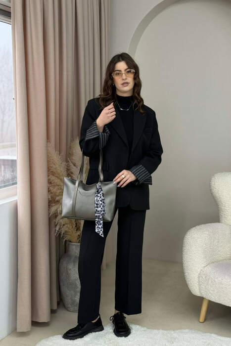 ONE COLOR ZIPPER SCARF DETAIL WOMEN BAG GREY/GRI - 6