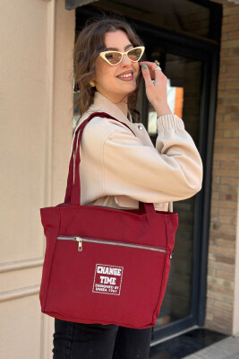 ONE COLOR ZIPPER SIMPLE WOMAN BAG BURGUNDY/VISHNJE 