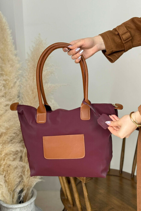 ÇANTE NJE NGJYRESHE ME ZINXHIR PER FEMRA NE NGJYRE VISHNJE ME KAFE - KLAUDIO FASHION