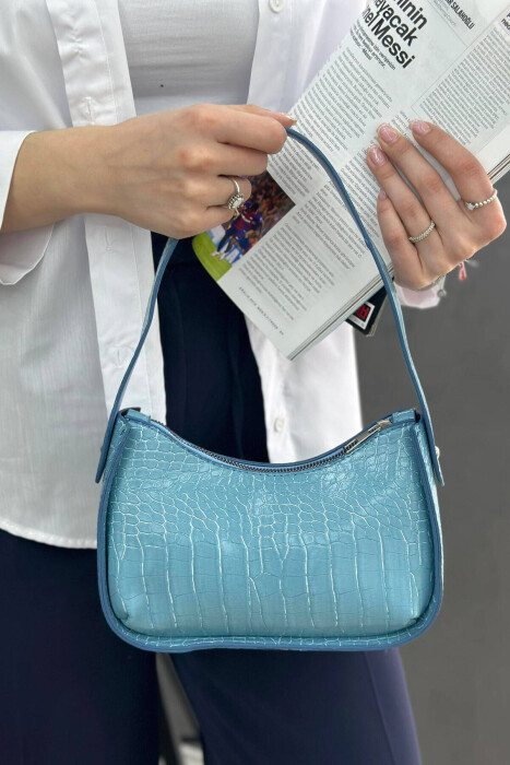 ONE COLOR ZIPPER SMALL WOMAN BAG BABY BLUE/BLU BY 