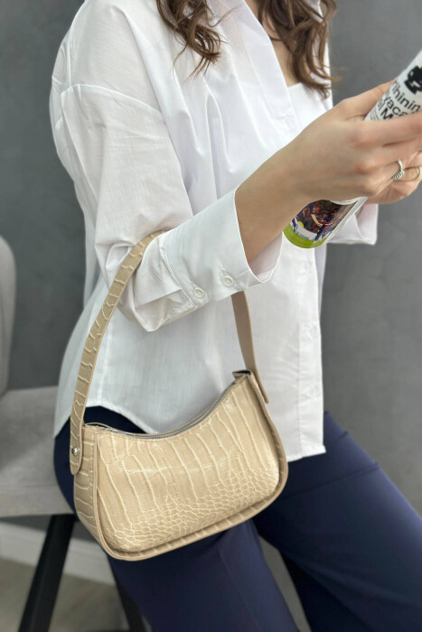 ONE COLOR ZIPPER SMALL WOMAN BAG BEIGE/BEZHE 