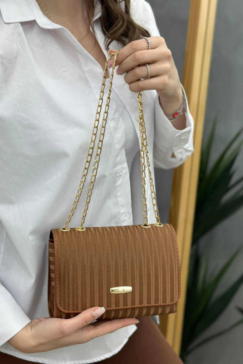 ONE COLOR ZIPPER SMALL WOMAN BAG BROWN/KAFE - 2