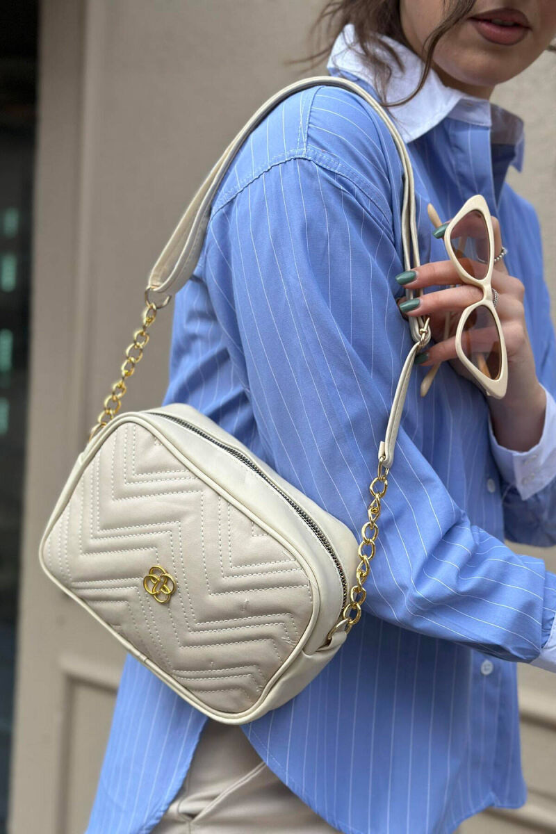 ONE COLOR ZIPPER SMALL WOMAN BAG CREAM/KREM - 5