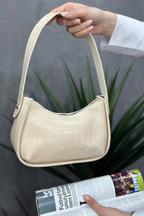 ONE COLOR ZIPPER SMALL WOMAN BAG CREAM/KREM 