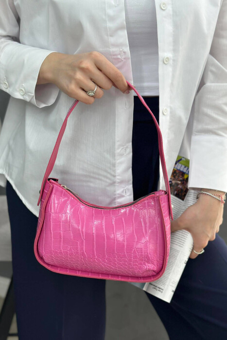 ONE COLOR ZIPPER SMALL WOMAN BAG FUCHSIA/CIKLAMI 