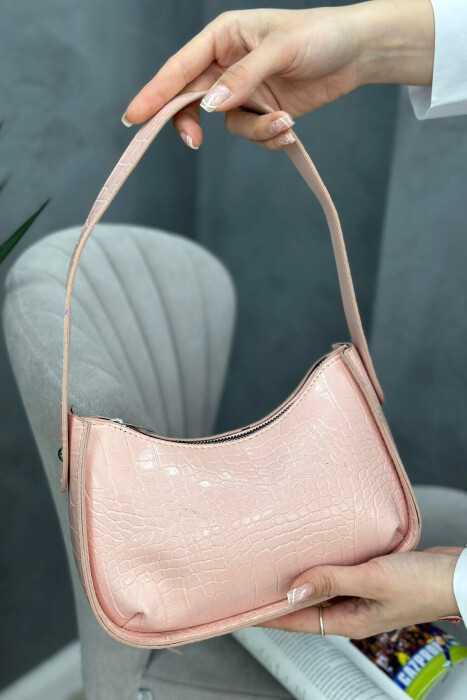 ONE COLOR ZIPPER SMALL WOMAN BAG POWDER/PUDER - 2