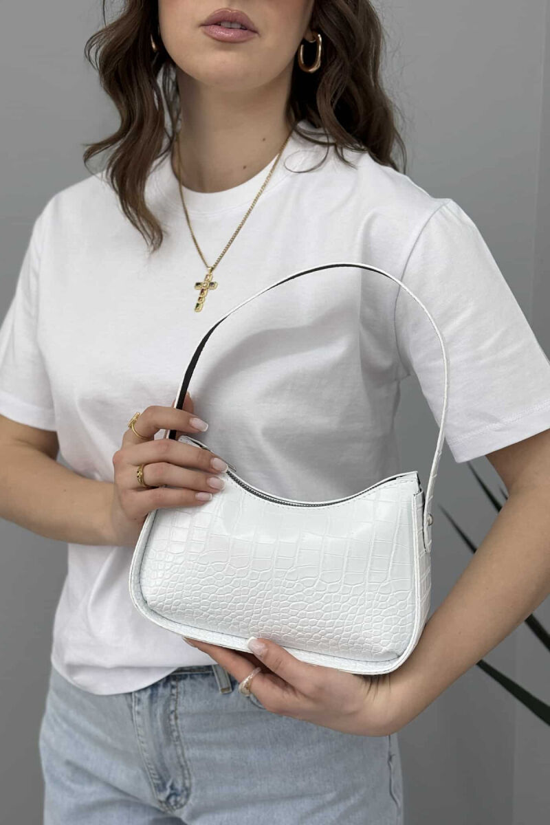 ONE COLOR ZIPPER SMALL WOMAN BAG WHITE-E BARDHE - 1