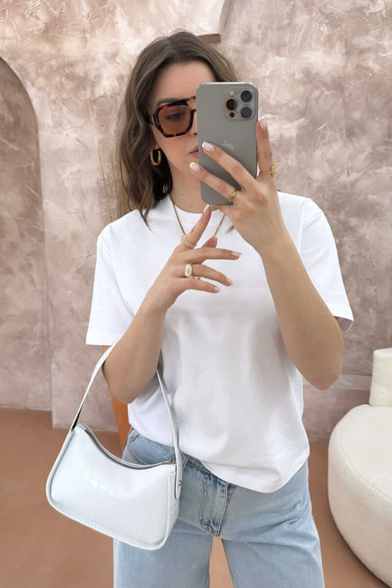 ONE COLOR ZIPPER SMALL WOMAN BAG WHITE-E BARDHE - 4